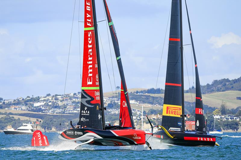 America's Cup match day 5 - Emirates Team New Zealand and Luna Rossa Prada Pirelli photo copyright ACE / Studio Borlenghi taken at Royal New Zealand Yacht Squadron and featuring the AC75 class