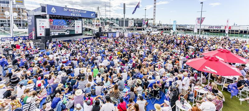 36th America's Cup Day 7: Huge crowds in the Race Village photo copyright ACE / Studio Borlenghi taken at Royal New Zealand Yacht Squadron and featuring the AC75 class