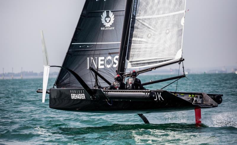 British Challenger for the America's Cup, INEOS Team UK was the first team to launch a first test boat in the build up to AC36. Known as T5 it is a 28-foot foiling monohull  - and was first proof that the foiling monohull was a viable concept photo copyright Harry KH / INEOS Team UK taken at Royal Yacht Squadron and featuring the AC75 class