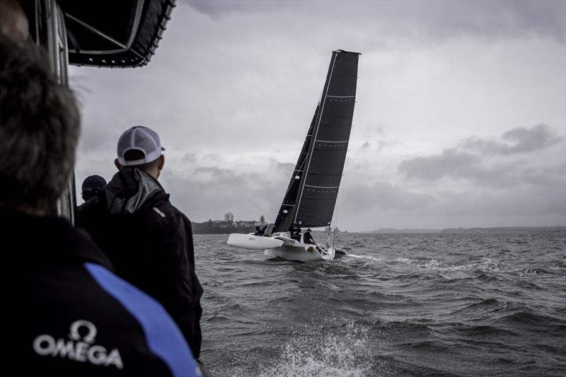 Emirates Team New Zealand testing a soft wing concept sail in Auckland, New Zealand, February 2018 photo copyright Hamish Hooper taken at Royal New Zealand Yacht Squadron and featuring the AC75 class