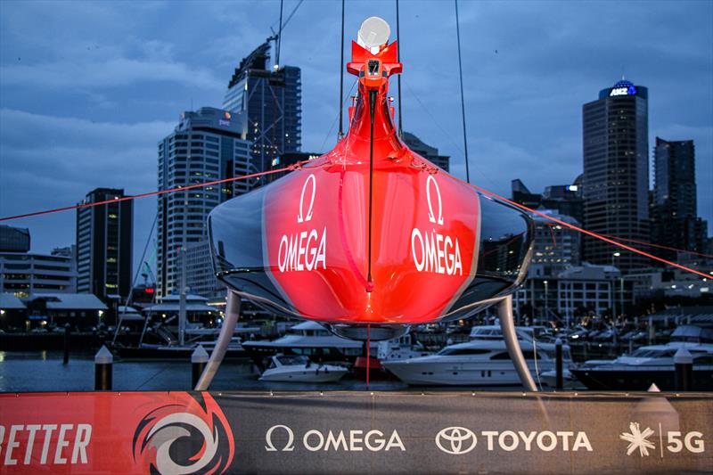 Emirates Team New Zealand launch the world's first AC75, Auckland, September 6, photo copyright Richard Gladwell / Sail-World.com taken at Royal New Zealand Yacht Squadron and featuring the AC75 class