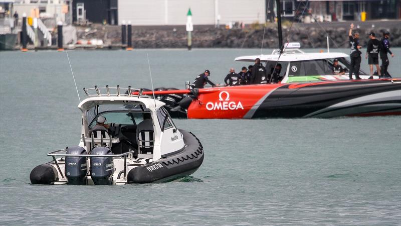 Luna Rossa spy boat in close attendance, with long lens at the ready - surveillance rules have been relaxed for the 36th America's Cup - September 19, 2019 - photo © Richard Gladwell