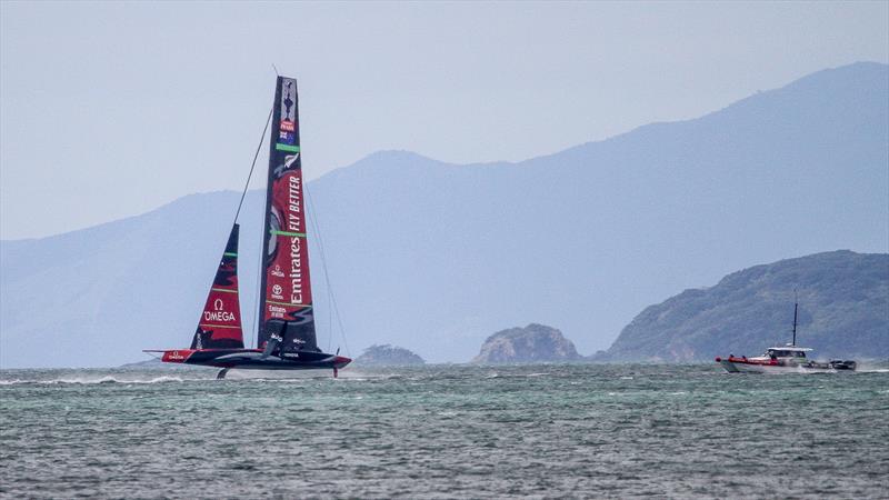 For the Doubting Thomases - Emirates Team New Zealand gets foiling without a tow rope - Waitemata Harbour - September 22 photo copyright Richard Gladwell taken at Royal New Zealand Yacht Squadron and featuring the AC75 class