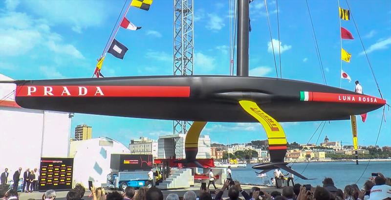 Luna Rossa Prada Pirelli launch their first AC75 - Cagliari, Sardinia, October 2, 2019 photo copyright Luna Rossa Prada Pirell taken at Circolo della Vela Sicilia and featuring the AC75 class