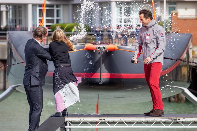 Julia Ratcliffe christens Britannia - INEOS Team UK - photo © Cameron Gregory Media