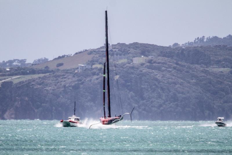 Te Aihe training in 'The Paddock` off Eastern Beach, Auckland - December 9, 2019 photo copyright Richard Gladwell / Sail-World.com taken at Royal New Zealand Yacht Squadron and featuring the AC75 class