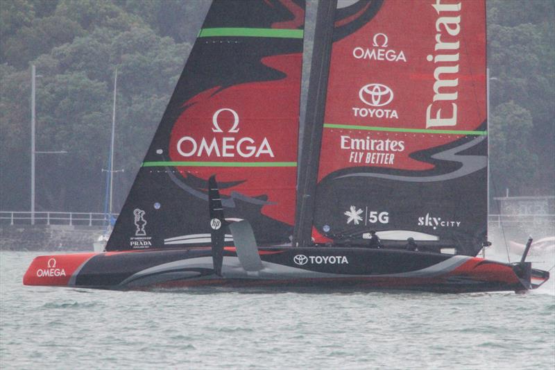 2. Te Aihe generated from the rudder wing lifts transom slightly - photo © Richard Gladwell / Sail-World.com