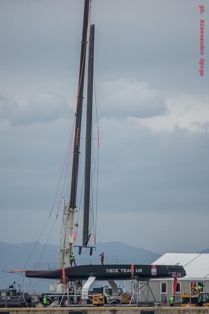 INEOS Team UK gets her mast stepped -  Cagliari, Sardinia - January 20120 photo copyright Alessandro Spiga taken at Circolo della Vela Sicilia and featuring the AC75 class