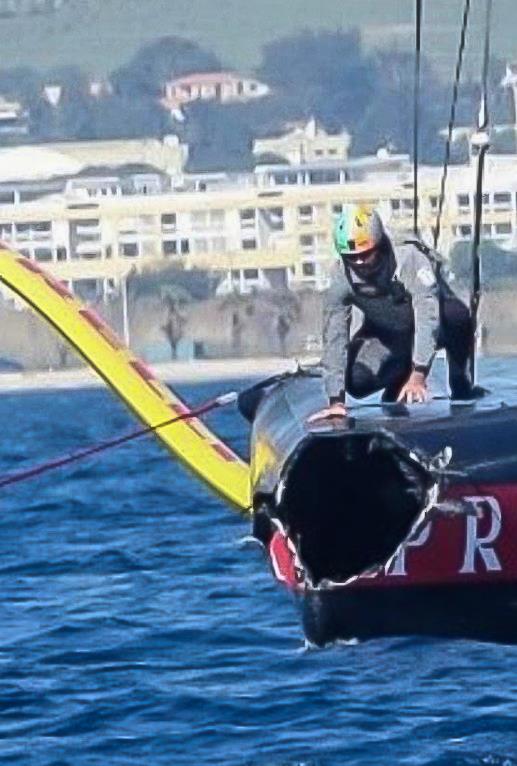 Luna Rossa Prada Pirelli broke a bobstay during training off Cagliari - March 12, 2020 photo copyright SailingIllustrated taken at Circolo della Vela Sicilia and featuring the AC75 class