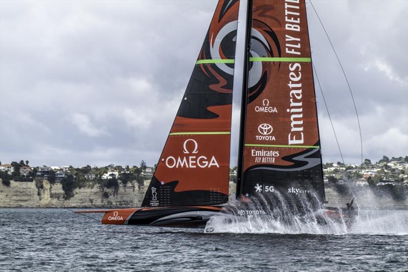 Emirates Team New Zealand's AC75 'Te Aihe' on the Waitemata Harbour in Auckland, New Zealand 36th America's Cup photo copyright Emirates Team New Zealand taken at Royal New Zealand Yacht Squadron and featuring the AC75 class