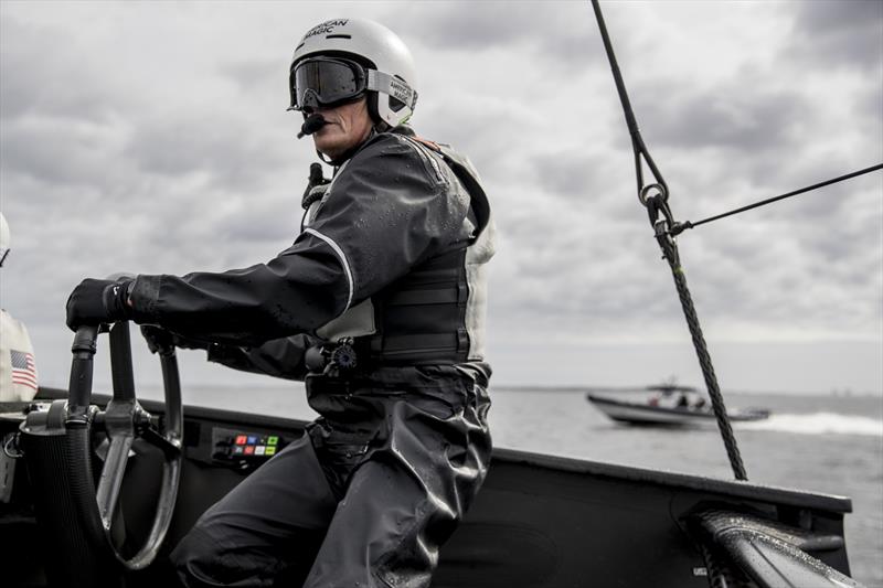 Dean Barker on the helm of NYYC's AC75 Defiant - January 2020 - Pensacola, Florida photo copyright Will Ricketson taken at New York Yacht Club and featuring the AC75 class