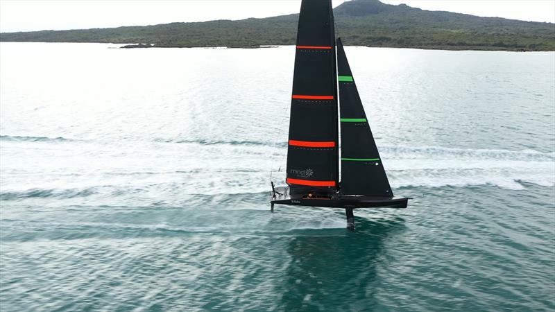 Emirates Team New Zealand freesailing in light winds in the Rangitoto Channel - April 30, 2020 photo copyright Emirates Team New Zealand taken at Royal New Zealand Yacht Squadron and featuring the AC75 class