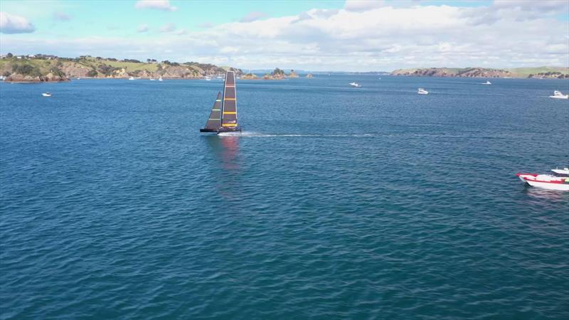 Te Kahu enjoys a fast sail around Rakino and The Noises  - May 2020 photo copyright Emirates Team New Zealand taken at Royal New Zealand Yacht Squadron and featuring the AC75 class