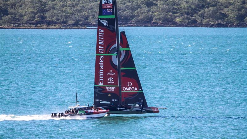 Emirates Team New Zealand's AC75, Te Aihe gets sailing again in Auckland - June 30, 2020 photo copyright Richard Gladwell / Sail-World.com taken at Royal New Zealand Yacht Squadron and featuring the AC75 class