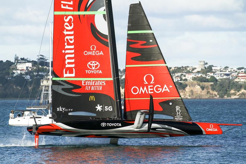 Te Aihe  - AC75 - Emirates Team New Zealand, July 12, Waitemata Harbour, Auckland, New Zealand photo copyright Richard Gladwell / Sail-World.com taken at Royal New Zealand Yacht Squadron and featuring the AC75 class