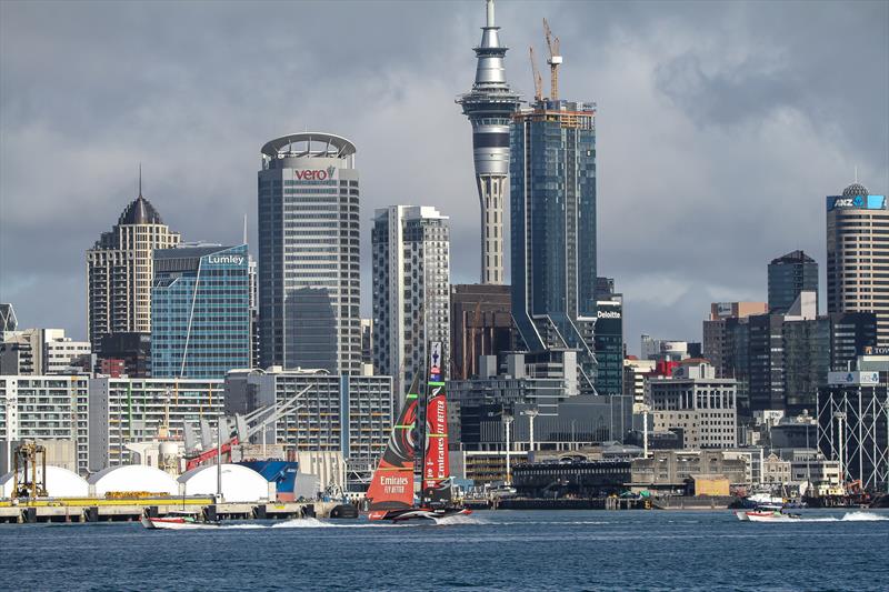 Te Aihe - AC75 - Emirates Team New Zealand - July 13, 2020 - Waitemata Harbour, Auckland, New Zealand photo copyright Richard Gladwell / Sail-World.com taken at Royal New Zealand Yacht Squadron and featuring the AC75 class