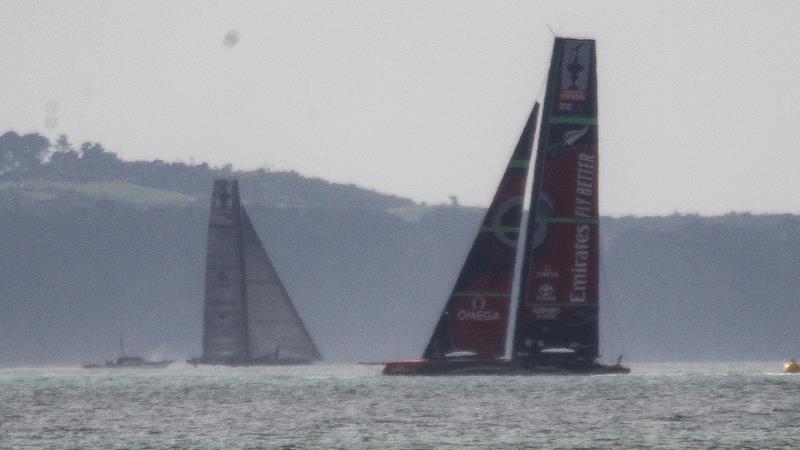 Te Aihe and Defiant - Study shot - AC75 practice Hauraki Gulf - August 13, 2020 - 36th America's Cup - photo © Richard Gladwell / Sail-World.com