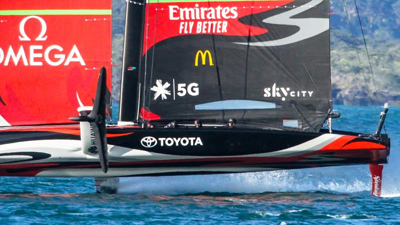 Port wing - Emirates Team New Zealand - Waitemata Harbour - September 12, 2020 - 36th America's Cup photo copyright Richard Gladwell / Sail-World.com taken at Royal New Zealand Yacht Squadron and featuring the AC75 class