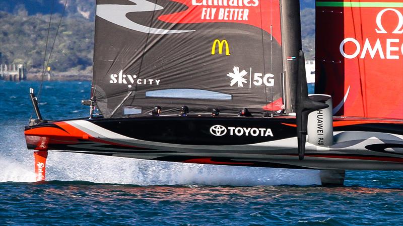 Starboard wing - Emirates Team New Zealand - Waitemata Harbour - September 12, 2020 - 36th America's Cup photo copyright Richard Gladwell / Sail-World.com taken at Royal New Zealand Yacht Squadron and featuring the AC75 class