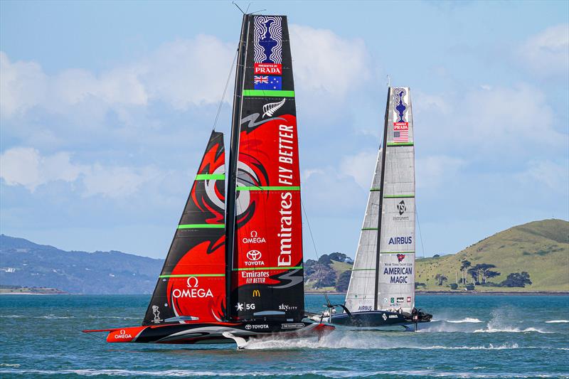 Emirates Team New Zealand and American Magic - Stadium Course - Waitemata Harbour - September 21, 2020 - photo © Richard Gladwell / Sail-World.com