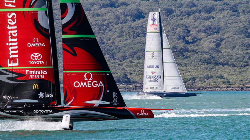 Emirates Team New Zealand and American Magic - Stadium Course - Waitemata Harbour - September 21, 2020 - photo © Richard Gladwell / Sail-World.com