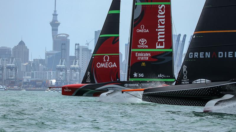 Te Rehutai and INEOS Team UK - December 18, 2020 - Waitemata Harbour - America's Cup 36 photo copyright Richard Gladwell / Sail-World.com taken at Royal New Zealand Yacht Squadron and featuring the AC75 class