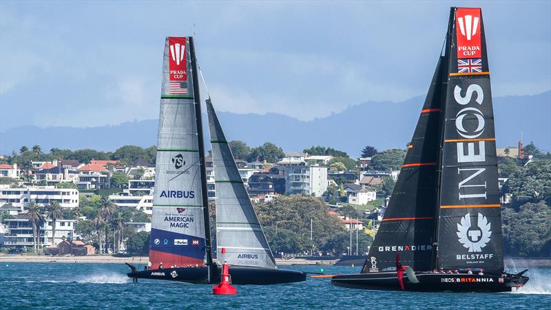 INEOS Team UK and  American Magic  - Waitemata Harbour - January 8, 2021 - 36th America's Cup - photo © Richard Gladwell / Sail-World.com