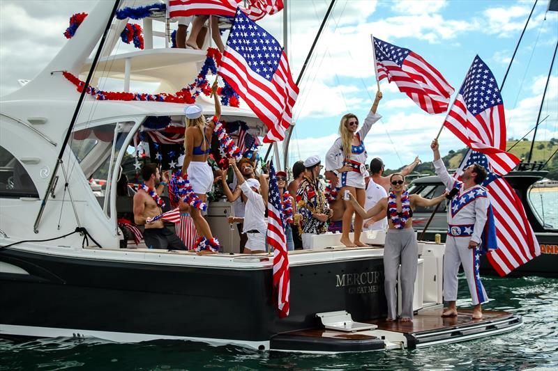 American Magic supporters - Waitemata Harbour - Day 2 - Prada Cup - January 16, 2020 - 36th America's Cup photo copyright Richard Gladwell / Sail-World.com taken at Circolo della Vela Sicilia and featuring the AC75 class