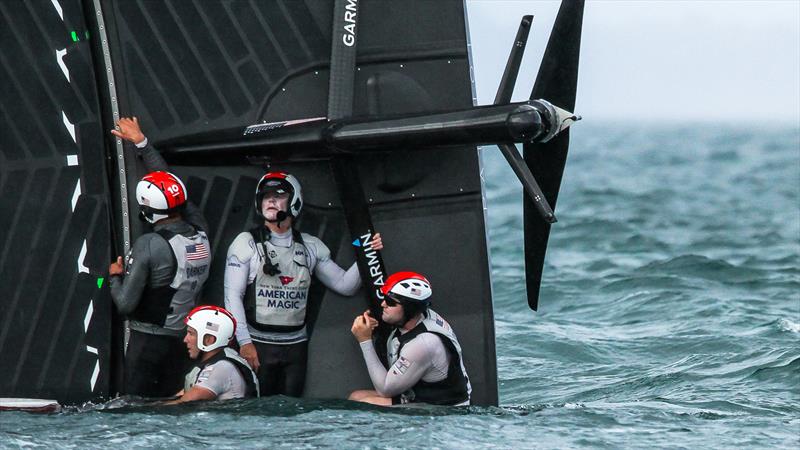 American Magic's afterguard waits for the chase boat - Patriot - Hauraki Gulf - January 17, 2021 - Prada Cup - 36th America's Cup - photo © Richard Gladwell - Sail-World.com / nz