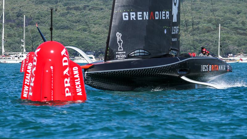 INEOS Team UK crosses the start line but still not foiling - Race 1 - Prada Cup Final - Day 1 - February 13, - America's Cup 36 - photo © Richard Gladwell / Sail-World.com