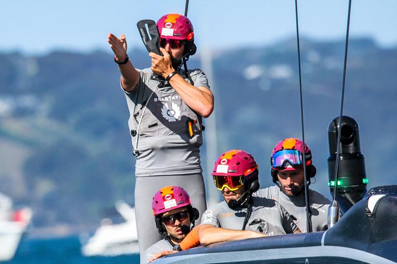 INEOS Team UK between races - Prada Cup Finals - Day 3 - February, 20, - America's Cup 36 - Course E photo copyright Richard Gladwell / Sail-World.com taken at Royal New Zealand Yacht Squadron and featuring the AC75 class