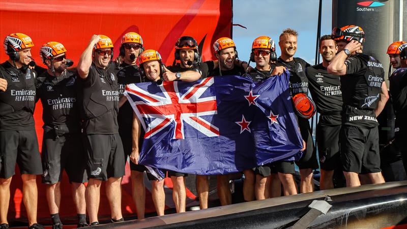 Emirates Team NZ form up after the win - America's Cup - Day 7 - March 17, 2021 , Course A - photo © Richard Gladwell / Sail-World.com