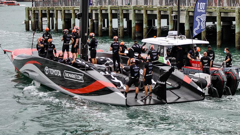 Emirates Team NZ head out- America's Cup - Day 5 - March 15, 2021 photo copyright Richard Gladwell / Sail-World.com / nz taken at Royal New Zealand Yacht Squadron and featuring the AC75 class