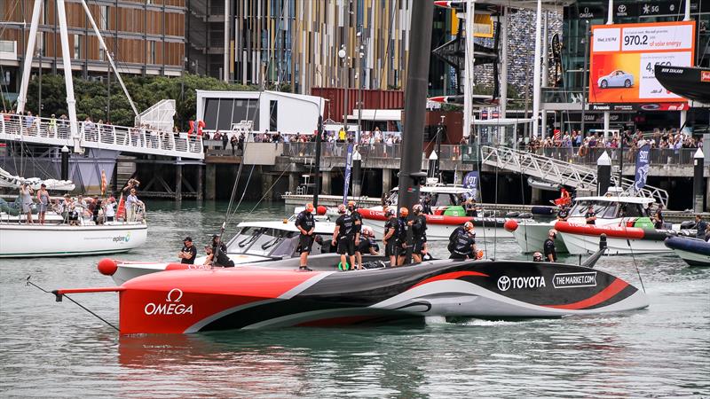Emirates Team NZ leave the base in Auckland, on March 10, 2021 to commence a successful Defence of the 36th America's Cup photo copyright Richard Gladwell - Sail-World.com/nz taken at Royal New Zealand Yacht Squadron and featuring the AC75 class