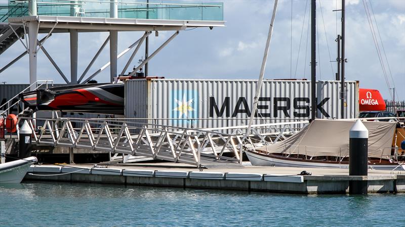 Emirates Team NZ 's first AC75 Te Aihe ready  to go where? Viaduct Harbour - Wednesday December 8, 2021 photo copyright Richard Gladwell / Sail-World.com / nz taken at Royal New Zealand Yacht Squadron and featuring the AC75 class