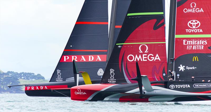 Emirates Team New Zealand in an upwind tussle with Luna Rossa - photo © COR 36 | Studio Borlenghi