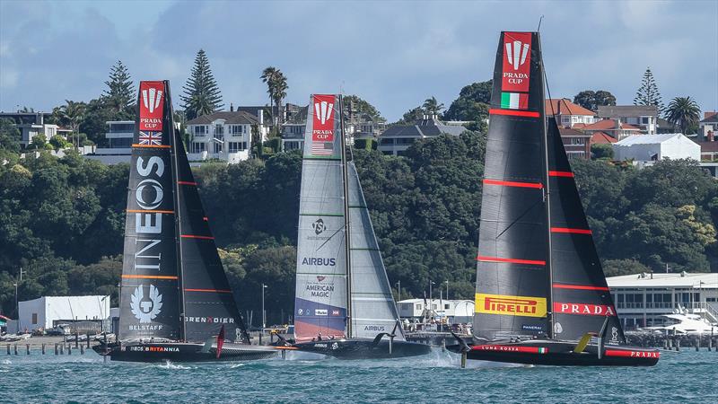 The three challengers for America's Cup 2021, work up on the Waitemata January 8, 2021 - photo © Richard Gladwell - Sail-World.com/nz