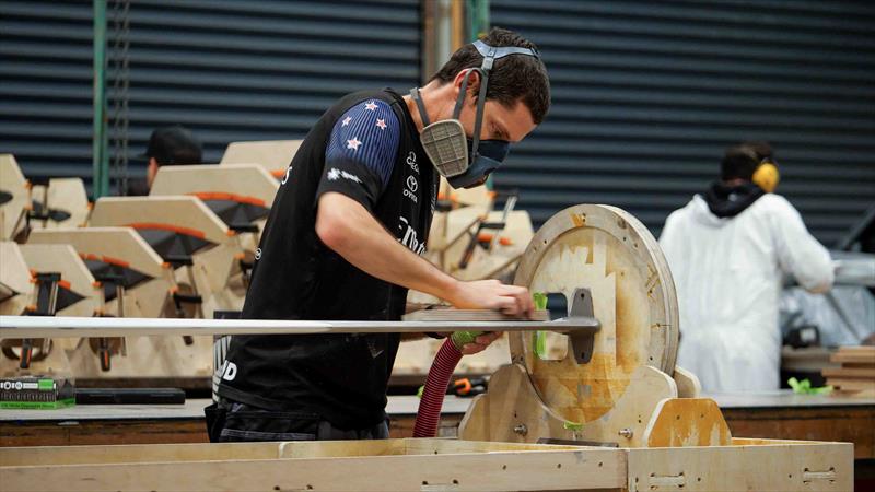 AC75 foil arms under construction at Emirates Team NZ's build facility in Auckland. - August 2022 - photo © Emirates Team New Zealand