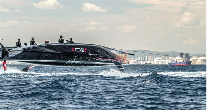 Boat Zero did get foiling in her tow-test - Alinghi Red Bull Racing - Barcelona- August 2022 - photo © Alinghi Red. Bull Racing