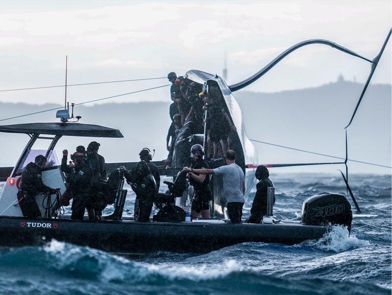 Boat Zero got knocked flat by the weather bomb - Alinghi Red Bull Racing - Barcelona- August 2022 - photo © Alinghi Red. Bull Racing