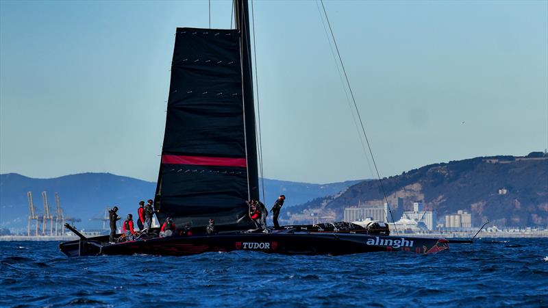 Catching the early morning breeze - Alinghi Red Bull Racing -  AC75 - January 12, 2023 - Barcelona photo copyright Alex Carabi / America's Cup taken at Société Nautique de Genève and featuring the AC75 class