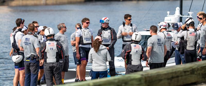 Crew briefing - American Magic - Patriot - AC75 - January 19, 2023 - Pensacola, Florida - photo © Paul Todd/America's Cup