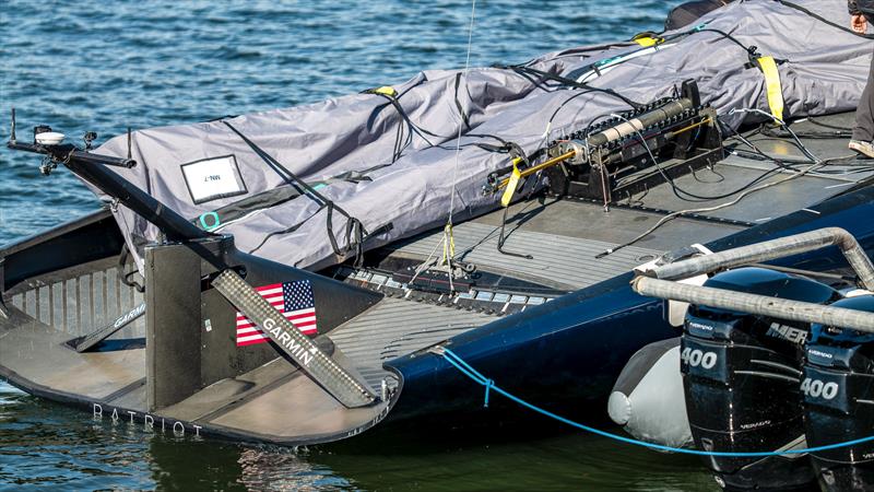 Mainsheet ram and tracks - American Magic -  Patriot - AC75 - January 26, 2023 - Pensacola, Florida photo copyright Paul Todd/America's Cup taken at New York Yacht Club and featuring the AC75 class