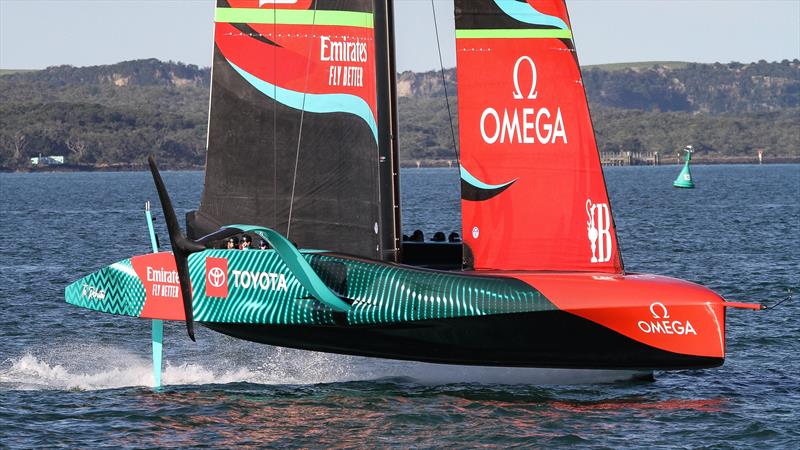 Emirates Team New Zealand - Waitemata Harbour - April 5, 2023 photo copyright Richard Gladwell / Sail-World.com / nz taken at Royal New Zealand Yacht Squadron and featuring the AC75 class