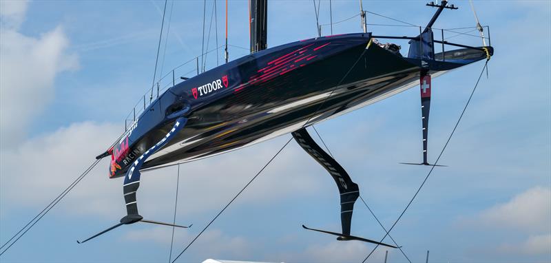 American Magic legacy foil - left, ETNZ legacy foil - right, Alinghi Red Bull Racing - AC75  - Day 57 - April 26, 2023 - Barcelona - photo © Alex Carabi / America's Cup