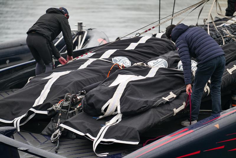 Alinghi Red Bull Racing - AC75 - Day 109 - Barcelona - January 10, 2024 photo copyright Alex Carabi / America's Cup taken at Real Club Nautico de Barcelona and featuring the AC75 class