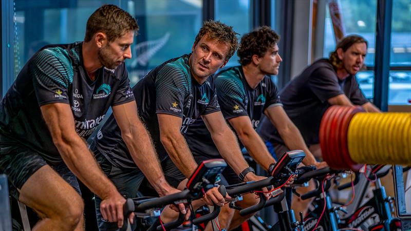 Emirates Team NZ cyclors  line up for Velodrome Training - March 4, 2024 - photo © Emirates Team New Zealand
