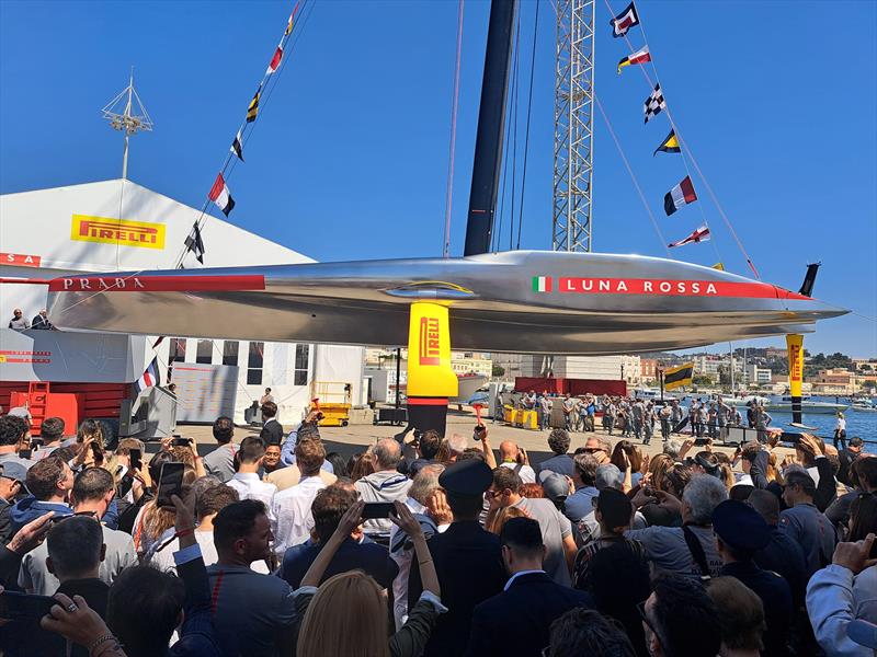 Luna Rossa Prada Pirelli reveal their AC75 in Cagliari, Sardinia - April 13, 2024 photo copyright Fabio Pozzo taken at Circolo della Vela Sicilia and featuring the AC75 class