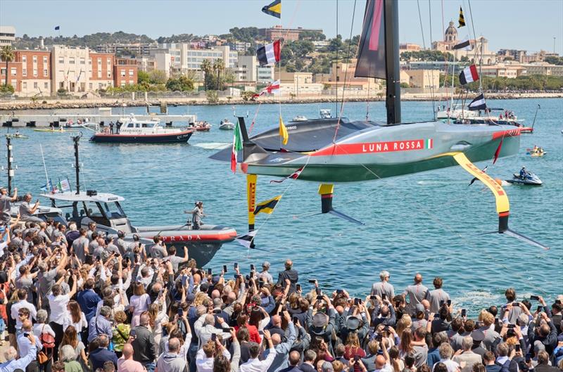 Luna Rossa Prada Pirelli reveal their AC75 in Cagliari, Sardinia - April 13, 2024 photo copyright Carlo Borlenghi taken at Circolo della Vela Sicilia and featuring the AC75 class