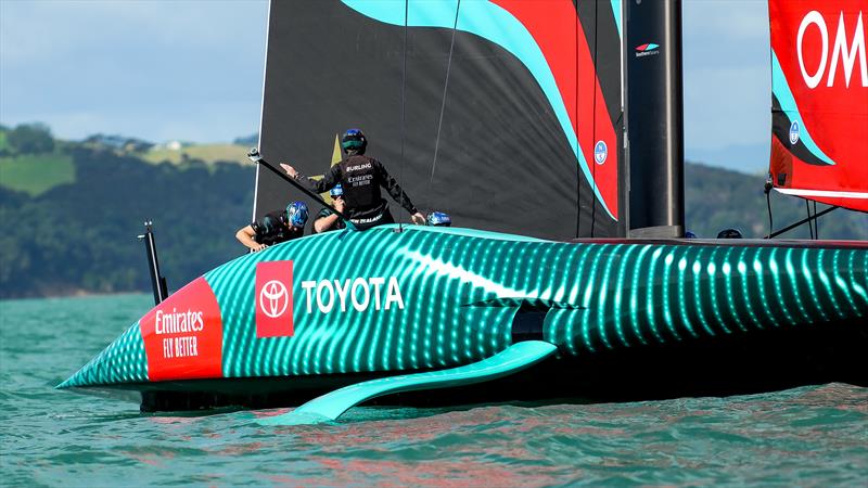 Emirates Team New Zealand- AC75 - Day 2 - April 14, 2024 - Auckland photo copyright Sam Thom/America's Cup taken at Royal New Zealand Yacht Squadron and featuring the AC75 class